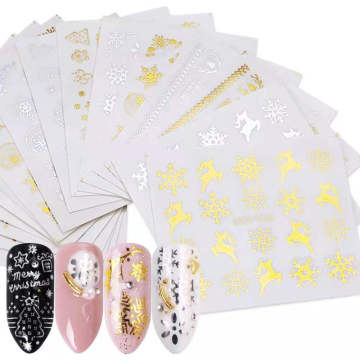 16pcs Deer Head Snowflake Christmas Nail Stickers Set